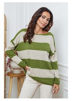 So Cachemire Sweter "Epi" w kolorze zielono-beżowym ze sklepu Limango Polska w kategorii Swetry damskie - zdjęcie 189183648