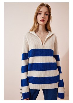 Happiness Istanbul Sweter w kolorze kremowo-niebieskim ze sklepu Limango Polska w kategorii Swetry damskie - zdjęcie 189184877