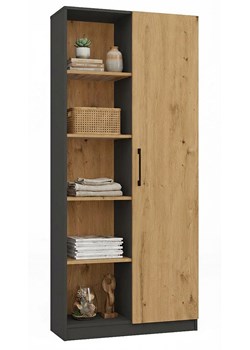 Regał Z Półkami Do Salonu Dąb Artisan + Antracyt C2-C51 ze sklepu Edinos.pl w kategorii Regały i witryny - zdjęcie 189187057