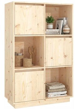 Wysoki Regał Stojący Drewniany Naturalny M0-N18 ze sklepu Edinos.pl w kategorii Regały i witryny - zdjęcie 189187058