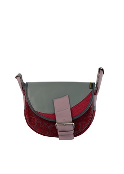 czerwono popielata torebka damska listonoszka skórzana na ramię F ze sklepu Słoń Torbalski w kategorii Listonoszki - zdjęcie 189191887