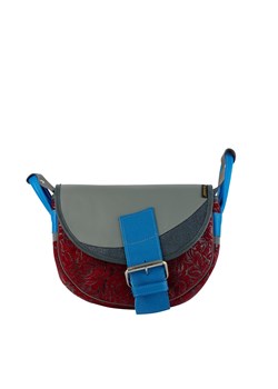 bordowo popielata torebka damska listonoszka skórzana na ramię F ze sklepu Słoń Torbalski w kategorii Listonoszki - zdjęcie 189191888