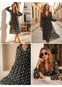 Sinsay - Sukienka midi w kwiaty - wielobarwny ze sklepu Sinsay w kategorii Sukienki - zdjęcie 189193877