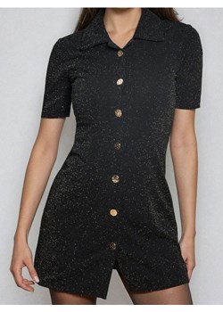 Sinsay - Sukienka mini z kołnierzykiem i brokatem - czarny ze sklepu Sinsay w kategorii Sukienki - zdjęcie 189193967