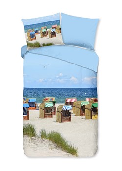 Pure Komplet pościeli "Relax" w kolorze błękitno-beżowym z mikrofibry ze sklepu Limango Polska w kategorii Pościele - zdjęcie 189198555