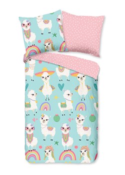 Good Morning Komplet pościeli "Lamalife" w kolorze turkusowo-jasnoróżowym ze sklepu Limango Polska w kategorii Pościel dziecięca - zdjęcie 189198797
