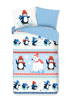 Good Morning Komplet pościeli flanelowej "Penguins" w kolorze niebieskim ze sklepu Limango Polska w kategorii Pościel dziecięca - zdjęcie 189198798