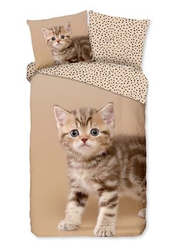 Good Morning Komplet pościeli flanelowej "Kitty" w kolorze jasnobrązowym ze sklepu Limango Polska w kategorii Pościel dziecięca - zdjęcie 189198809