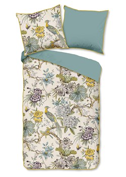 Descanso Komplet pościeli satynowej "Wood" w kolorze beżowo-błękitnym ze sklepu Limango Polska w kategorii Pościele - zdjęcie 189199365