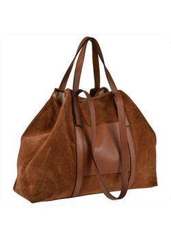 Vera pelle torba skóra zamszowa naturalna brąz camel na ramię i ze sklepu melon.pl w kategorii Torby Shopper bag - zdjęcie 189207088