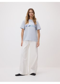 Reserved - T-shirt z nadrukiem - jasnoniebieski ze sklepu Reserved w kategorii Bluzki damskie - zdjęcie 189207209