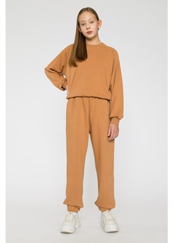 Brązowe spodnie dresowe ze ściągaczami, Rozmiar - 140, Kolor - Brązowy ze sklepu REPORTER w kategorii Spodnie dziewczęce - zdjęcie 189207916