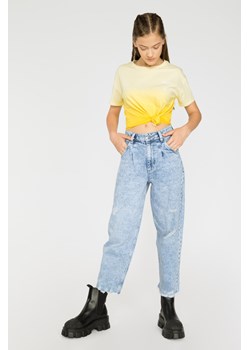 Niebieskie marmurkowe jeansy z wysokim stanem, Rozmiar - 152, Kolor - Niebieski ze sklepu REPORTER w kategorii Spodnie dziewczęce - zdjęcie 189207959