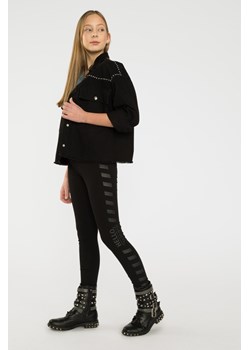 Czarne elastyczne legginsy z nadrukiem, Rozmiar - 140, Kolor - Czarny ze sklepu REPORTER w kategorii Spodnie dziewczęce - zdjęcie 189208245