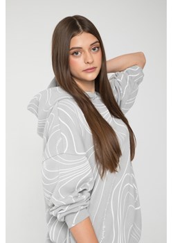 Szara bluza z kapturem w graficzny wzór, Rozmiar - 140, Kolor - Szary ze sklepu REPORTER w kategorii Bluzy dziewczęce - zdjęcie 189208486