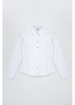Biała gładka koszula z długim rękawem, Rozmiar - 146, Kolor - Biały ze sklepu REPORTER w kategorii Koszule dziewczęce - zdjęcie 189208546