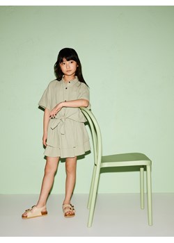 Reserved - Muślinowa koszula z wiązaniem - oliwkowy ze sklepu Reserved w kategorii Koszule dziewczęce - zdjęcie 189209226