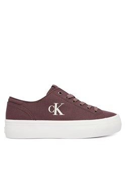 Sneakersy Calvin Klein Jeans Vulc Flatform Low Canvas Mg YW0YW01763 Bordowy ze sklepu eobuwie.pl w kategorii Buty sportowe damskie - zdjęcie 189209627