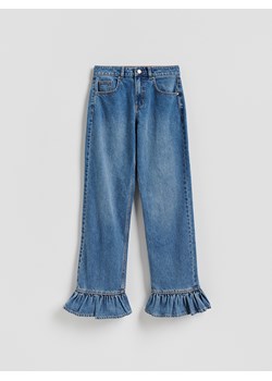 Reserved - Jeansy wide leg z falbankami - niebieski ze sklepu Reserved w kategorii Jeansy damskie - zdjęcie 189210775