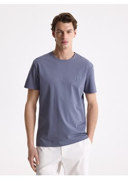 Reserved - T-shirt slim z bawełną merceryzowaną - szary ze sklepu Reserved w kategorii T-shirty męskie - zdjęcie 189213658