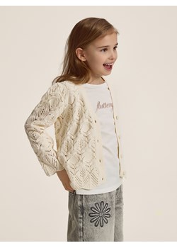 Reserved - T-shirt z wypukłym napisem - złamana biel ze sklepu Reserved w kategorii Bluzki dziewczęce - zdjęcie 189213669