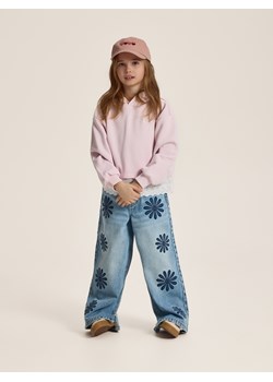 Reserved - Bawełniana bluza z koronką - pastelowy róż ze sklepu Reserved w kategorii Bluzy dziewczęce - zdjęcie 189213749