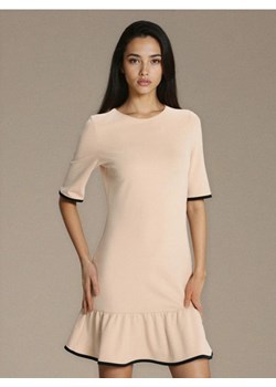 Sinsay - Sukienka mini z kontrastującą lamówką z wiskozą - kremowy ze sklepu Sinsay w kategorii Sukienki - zdjęcie 189213958