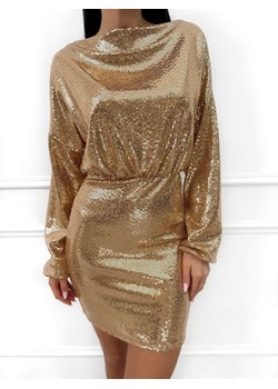 Złota Cekinowa Sukienka ze sklepu ModnaKiecka.pl w kategorii Sukienki - zdjęcie 189215559