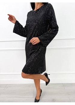 Czarna Cekinowa Sukienka z Kokardą ze sklepu ModnaKiecka.pl w kategorii Sukienki - zdjęcie 189215609