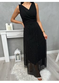 Sukienka Maxi w Czarne Kropki ze sklepu ModnaKiecka.pl w kategorii Sukienki - zdjęcie 189215619