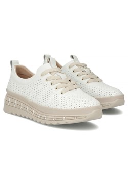 Skórzane sneakersy Filippo DP7803 białe sznurowane ze sklepu butyolivier w kategorii Półbuty damskie - zdjęcie 189216005