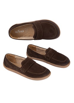 Mokasyny damskie barefoot Inga z szerokim przodem POLSKIE  brązowe welur ze sklepu butyolivier w kategorii Półbuty damskie - zdjęcie 189216008
