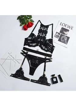 Ozdobny koronkowy zestaw bielizny - Czarny S ze sklepu Intimica.pl w kategorii Komplety bielizny damskiej - zdjęcie 189216205