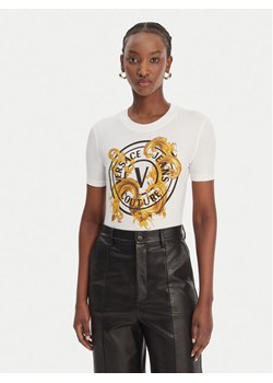 Versace Jeans Couture T-Shirt 80HAHE01 CJ02E Biały Slim Fit ze sklepu MODIVO w kategorii Bluzki damskie - zdjęcie 189216895