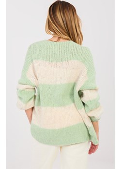 Pastelowy zielony damski kardigan oversize MI-SW-0122.51, Kolor ecru-zielony, Rozmiar uniwersalny, ITALY MODA ze sklepu Primodo w kategorii Swetry damskie - zdjęcie 189217405