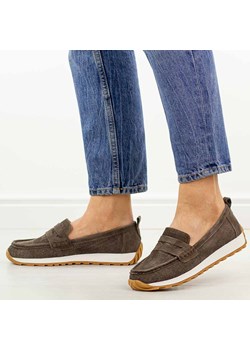 Czekoladowe skórzane mokasyny damskie Sergio Leone sp009 ze sklepu suzana.pl w kategorii Mokasyny damskie - zdjęcie 189219196