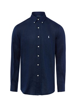 Polo Ralph Lauren Męska koszula lniana Mężczyźni Regular Fit len (100%) granatowy jednolity ze sklepu vangraaf w kategorii Koszule męskie - zdjęcie 189219265
