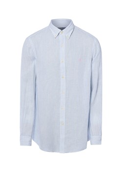Polo Ralph Lauren Męska koszula lniana - Custom Fit Mężczyźni Modern Fit len (100%) biały w paski ze sklepu vangraaf w kategorii Koszule męskie - zdjęcie 189219266
