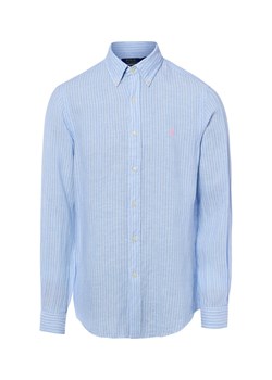 Polo Ralph Lauren Męska koszula lniana - Custom Fit Mężczyźni Modern Fit len (100%) jasnoniebieski w paski ze sklepu vangraaf w kategorii Koszule męskie - zdjęcie 189219267