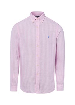 Polo Ralph Lauren Męska koszula lniana - Custom Fit Mężczyźni Modern Fit len (100%) różowy w paski ze sklepu vangraaf w kategorii Koszule męskie - zdjęcie 189219268