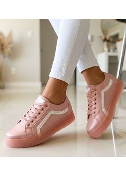 Różowe trampki creepersy na platformie /E9-3 10807 S198/ ze sklepu Pantofelek24.pl w kategorii Trampki damskie - zdjęcie 189219407