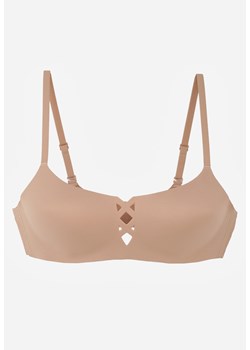 Ciemnobeżowy Gładki Biustonosz z Ozdobną Imitacją Sznurowania Azivene ze sklepu born2be.pl w kategorii Biustonosze - zdjęcie 189220926