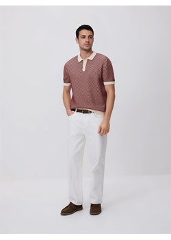 Reserved - Bawełniany sweter polo - czerwony ze sklepu Reserved w kategorii Swetry męskie - zdjęcie 189221168