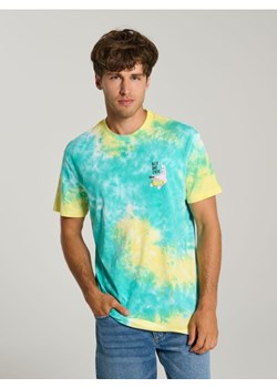 Sinsay - Bawełniana koszulka z efektem tie-dye SpongeBob - niebieski ze sklepu Sinsay w kategorii T-shirty męskie - zdjęcie 189222517