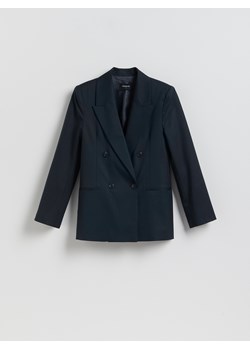 Reserved - Dwurzędowa marynarka z dodatkiem wełny - granatowy ze sklepu Reserved w kategorii Marynarki damskie - zdjęcie 189223588