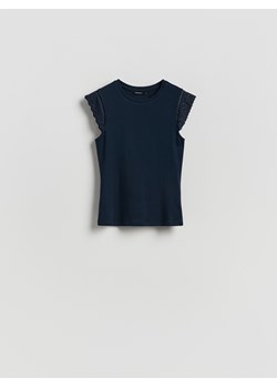 Reserved - Bawełniana bluzka - granatowy ze sklepu Reserved w kategorii Bluzki damskie - zdjęcie 189223757