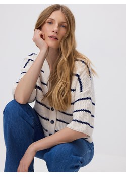 Reserved - Kardigan w paski - kremowy ze sklepu Reserved w kategorii Swetry damskie - zdjęcie 189223847