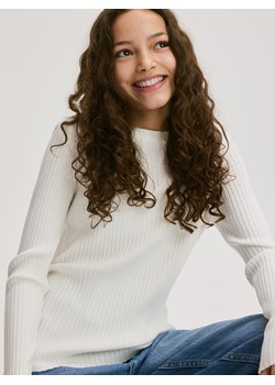 Reserved - Prążkowany sweter - złamana biel ze sklepu Reserved w kategorii Swetry dziewczęce - zdjęcie 189223858