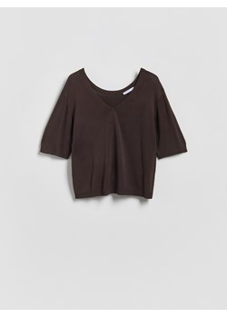 Reserved - Sweter z wiskozą - ciemnobrązowy ze sklepu Reserved w kategorii Swetry damskie - zdjęcie 189223887