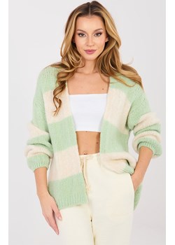 Pastelowy zielony damski kardigan oversize MI-SW-0122.51, Kolor ecru-zielony, Rozmiar uniwersalny, ITALY MODA ze sklepu Primodo w kategorii Swetry damskie - zdjęcie 189224475